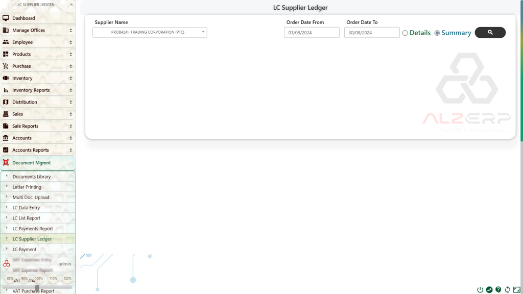 LC Vendors Ledger Report for VAT and Tax Management